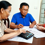 **

A Malaysian family reviewing property tax documents at their dining table, highlighting key sections and using a calculator. Focus on the importance of identifying available tax reliefs like homeowner, senior citizen, and OKU (disabled) relief.

**