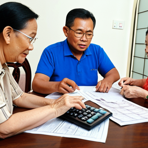**

A Malaysian family reviewing property tax documents at their dining table, highlighting key sections and using a calculator. Focus on the importance of identifying available tax reliefs like homeowner, senior citizen, and OKU (disabled) relief.

**